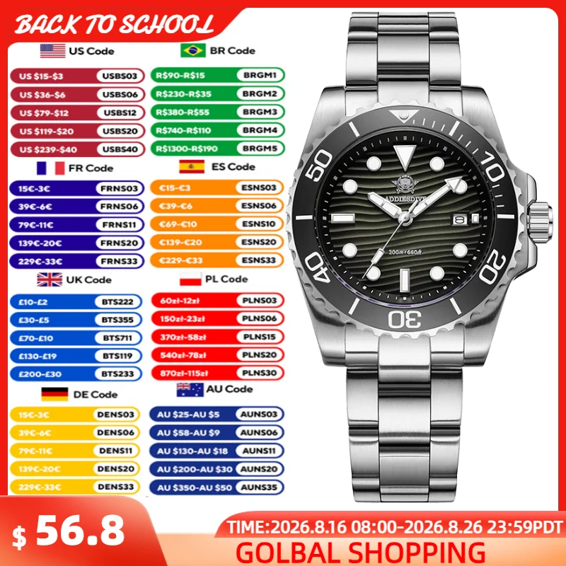 Guilloché Dial Watch - Addiesdive Nieuwe Heren Duikhorloge 41 Mm