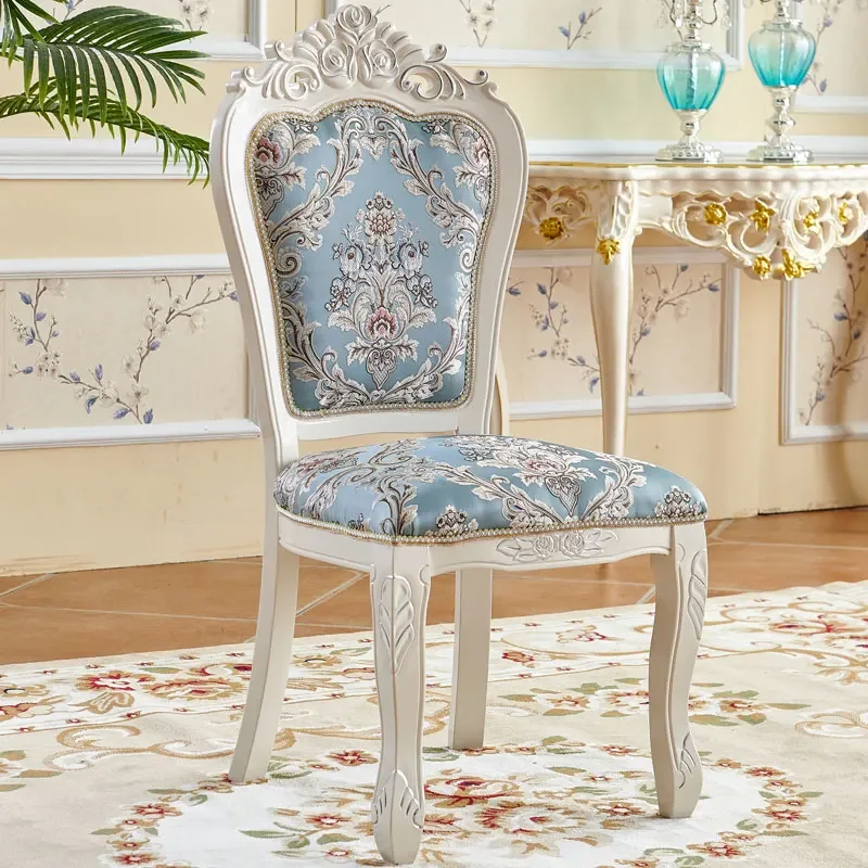 European-Style Solid Wood Dining Chair Armchair Restaurant Home Stool Dining Table and Chair Beauty Salon Reception Chair