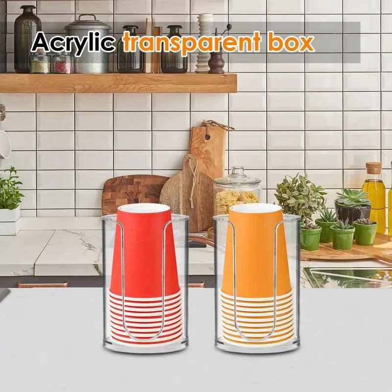 Cup Dispenser Automatic Cup Storage Rack Mouthwash Paper Cup Bathroom Holders Storage Organizer for Kitchen Restaurant