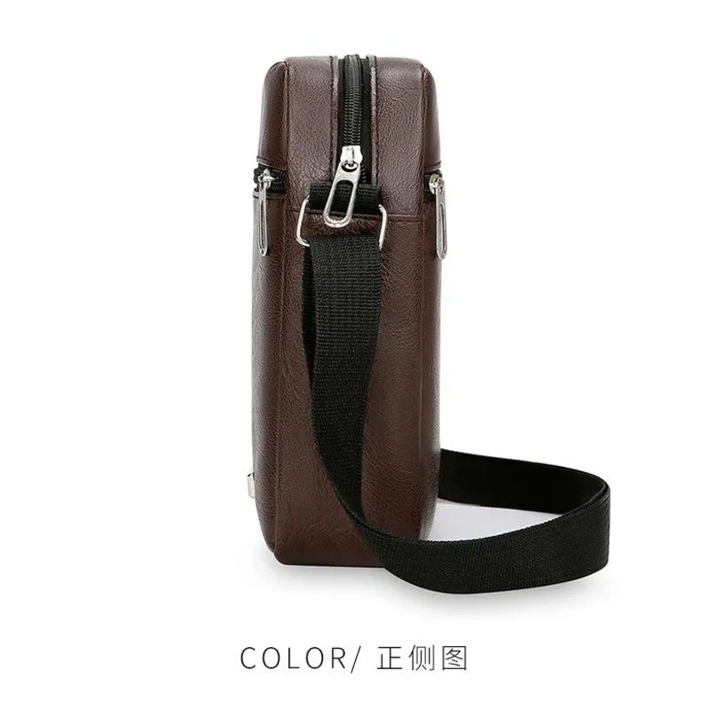Men's Simple Vertical Square PU Business Commuting Bag Large Capacity Single-Shoulder Crossbody Bags