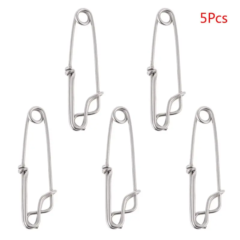 Long Line Clips, Stainless Steel, Long Branch Hanger, Fishing Connectors, Accessories, 5Pcs per Pack