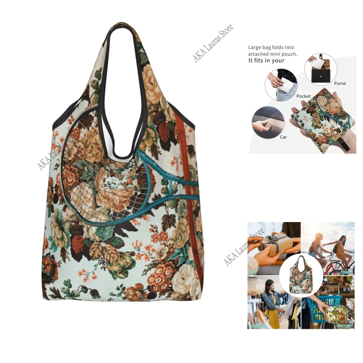Shopping Bags Women Portable Funny William Morris Compton Floral Art Nouveau Pattern Big Capacity Grocery Shopper Tote Bags