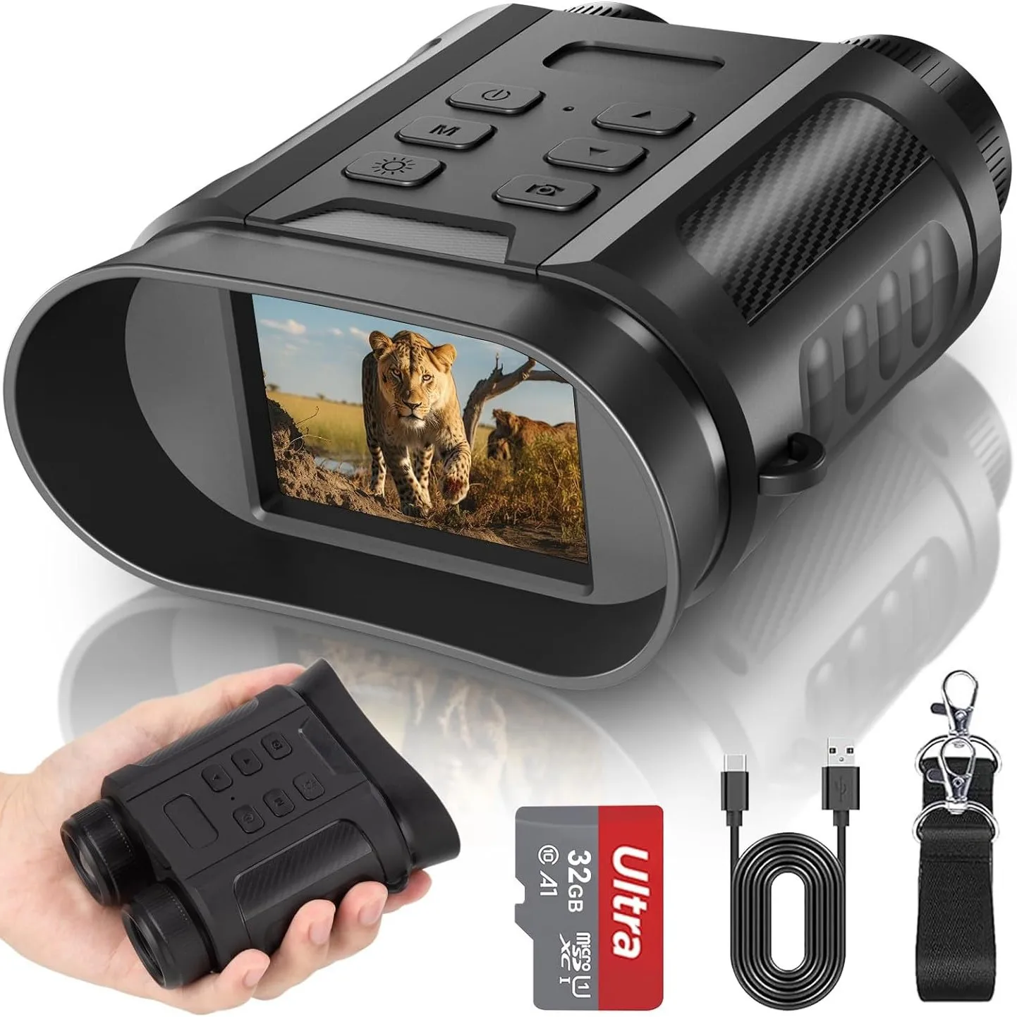 Night Vision Binoculars Outdoor Binoculars 4K HD Binoculars Infrared Function Supports Photo/Video Recording 8x Digital Zoom