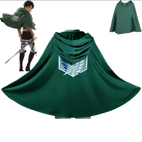 Halloween Japanese Hooded Cape Scout Corps Cosplay Costume Anime Cosplay Green Shawl Men's Women's Costume Attack on Titan Cloak