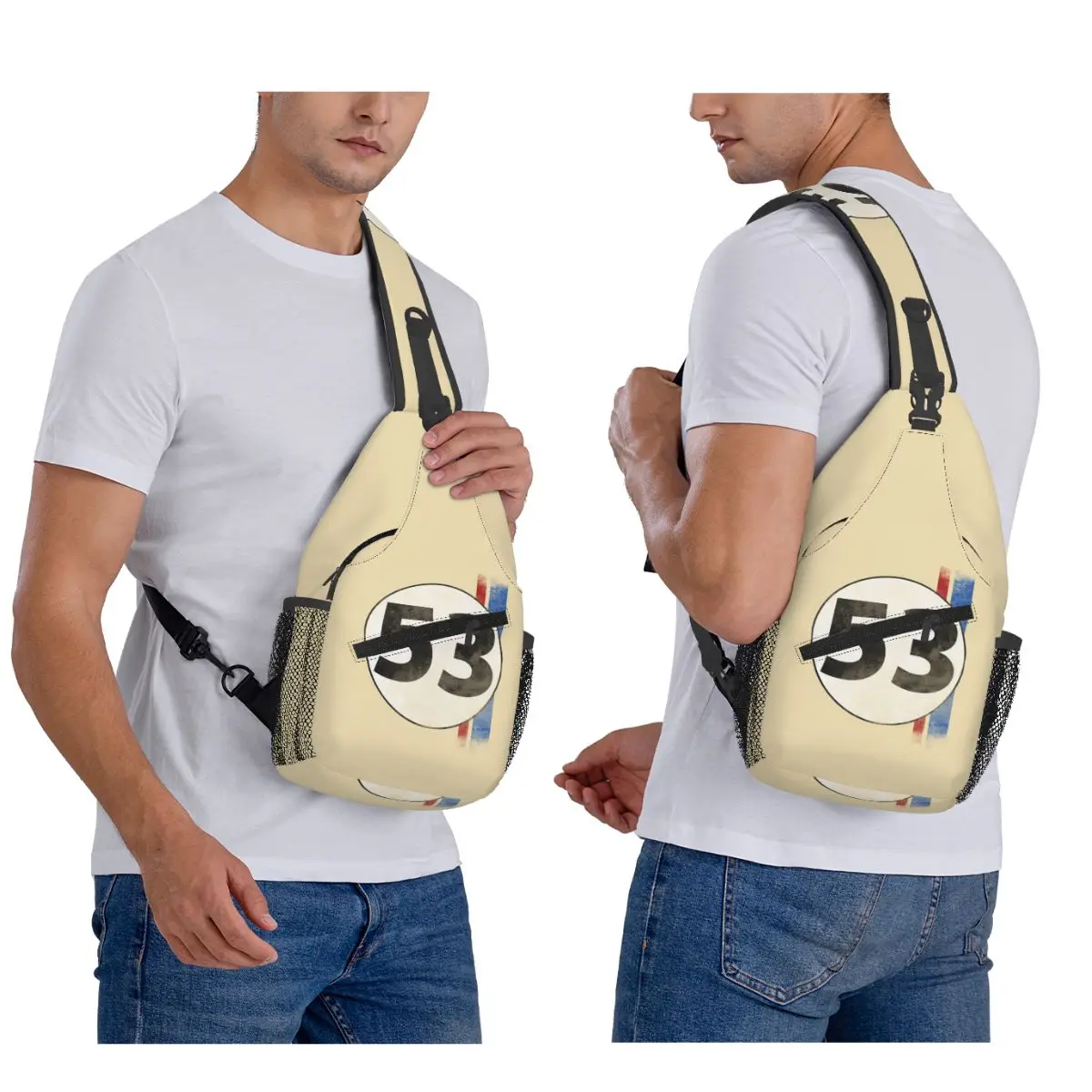 Herbie Number 53 Chest Bag Men Sling Crossbody Backpack Chest Bag Travel Hiking Daypack Shoulder Bag