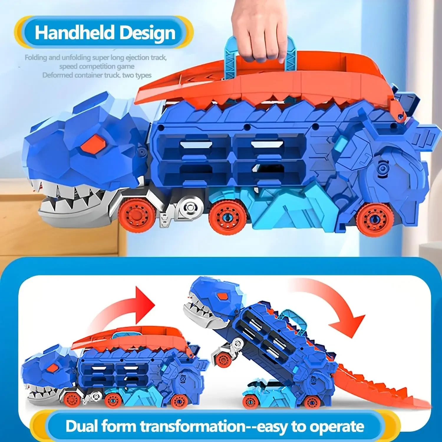 New Transport Dinosaur Truck Alloy Cars with Foldable Sliding Race Transforms into Standing T-rex Best DIY Birthday Gift Toy Kid