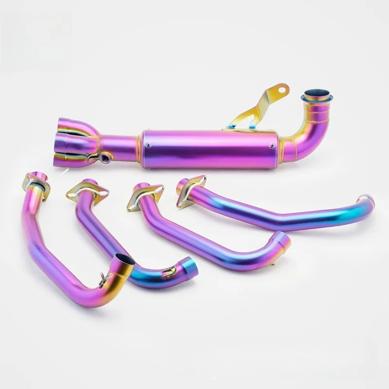 Full-Size Custom Motorcycle ExhaustOriginal CFmoto Spring Breeze 500SR VOOM Modified Exhaust Pipe, Roasted Blue At The End Of Th