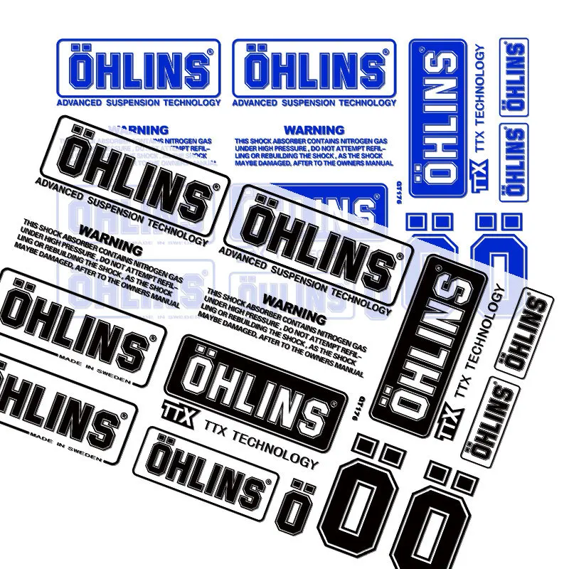 Shock Absorber Waterproof Ohlins Logo Sticker Motorcycle Shock Absorber Sunscreen Transparent Decorative Decal Universal Type