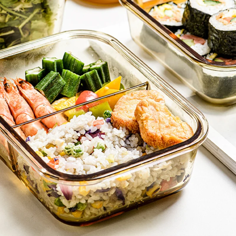 Anmai New style Lunch Box High Borosilicate Glass 1050ml Microwave Bento Box Food Storage Box Microwave Sealed food containers