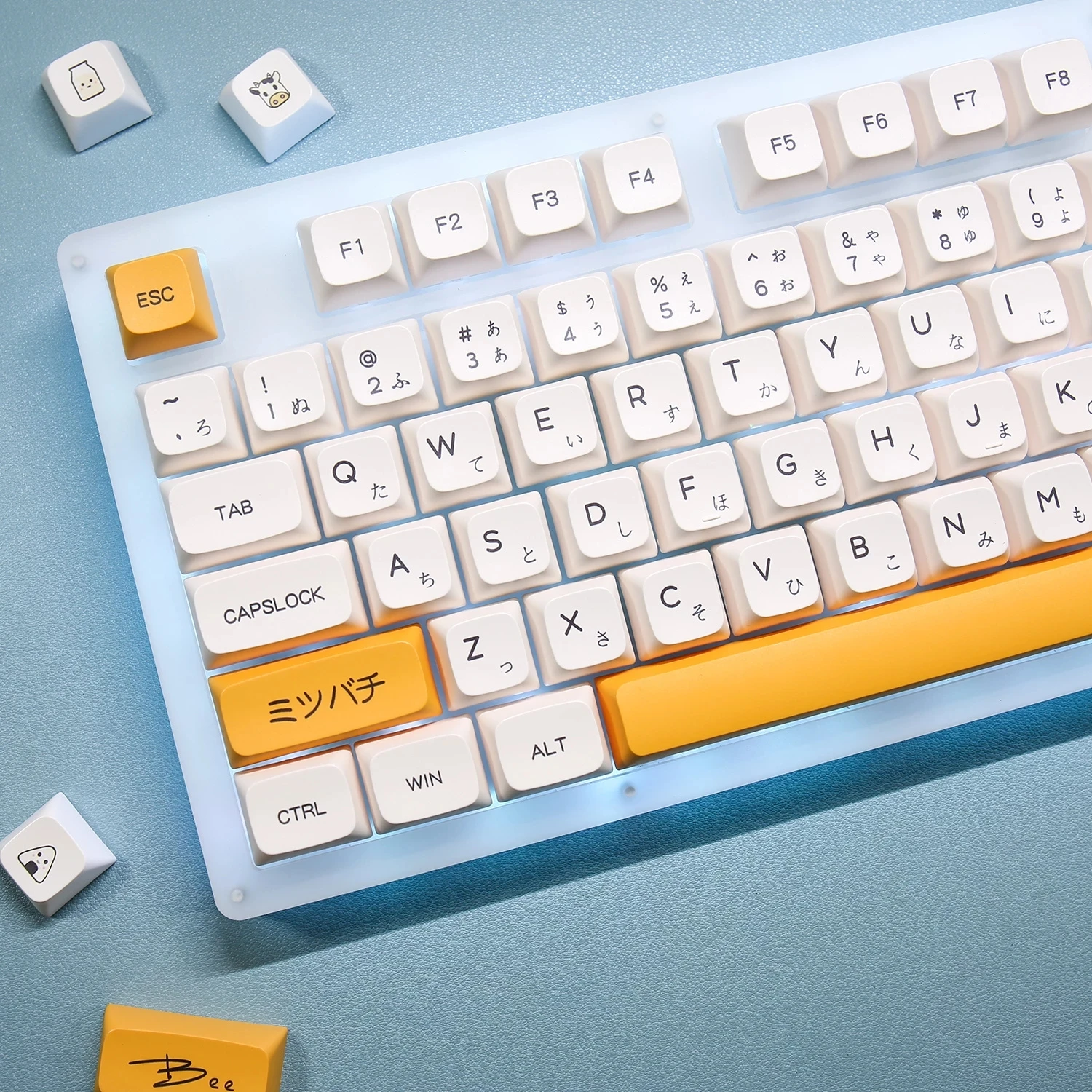 140 Keys/set Bee Milk Honey Milk Keycaps XDA Profile Key Cap PBT Dye Sublimation Keycap With 1.75U 2U Shift For 84 68 64 61