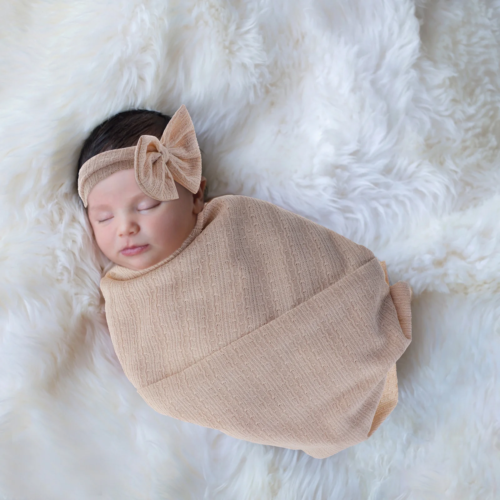 

1Set Baby Swaddle and Headband Set Ultra-Soft Anti-Fade Wrap for Comfortable Rest Ideal Gift for New Parents Receiving Blanket