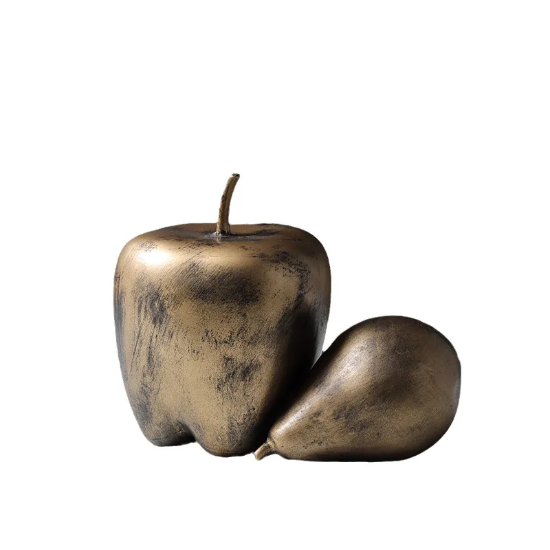 

Wabi-sabi style bronze simulation fruit apple pear ceramic ornaments old retro dining table coffee table desk decorations