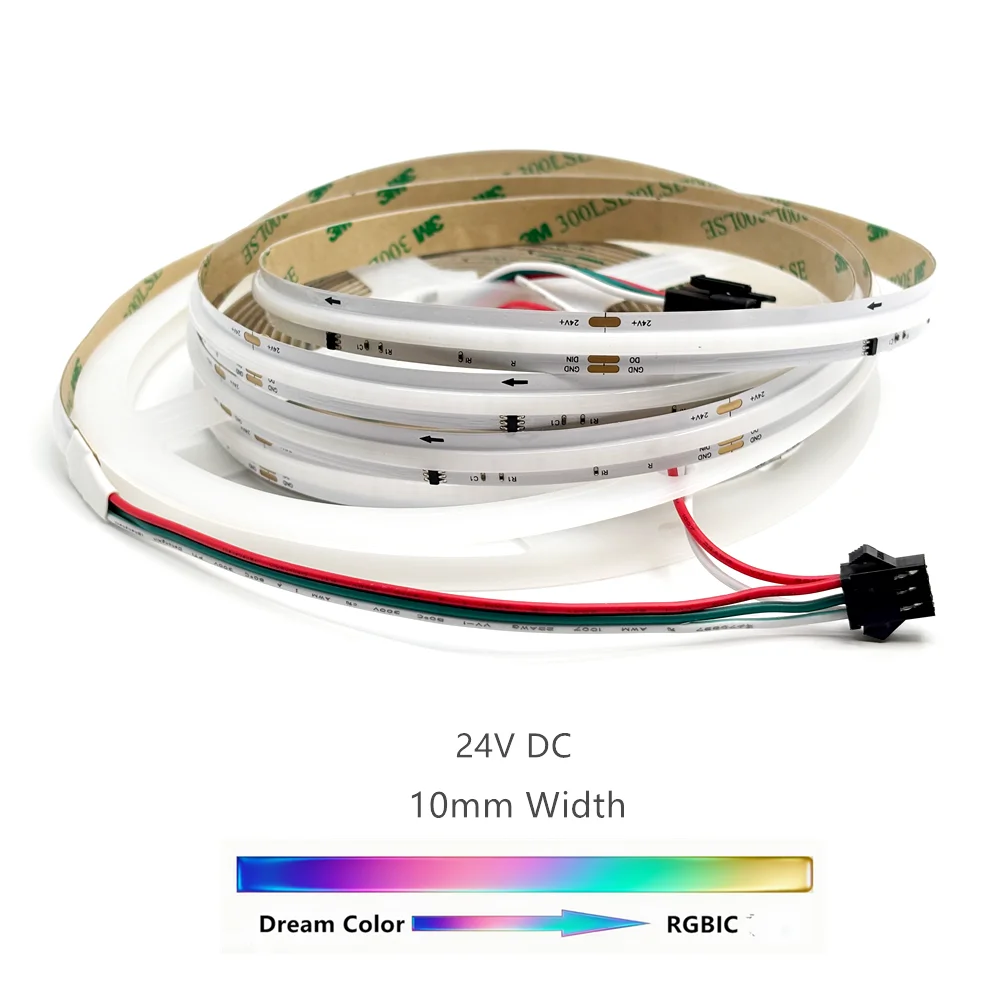 RGBIC COB LED Strip Lights 24V Full Dream Color Tape Addressable Smart SPI FCOB Dimmable Multi-color LED Rope Light
