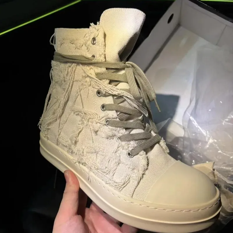 Trendige Damenschuhe, Exquisite High-Top Canvas Freizeitschuhe für Frauen, Street-Style Chunky Sneakers, Designer-Schuhe, Zapatos De Mujer