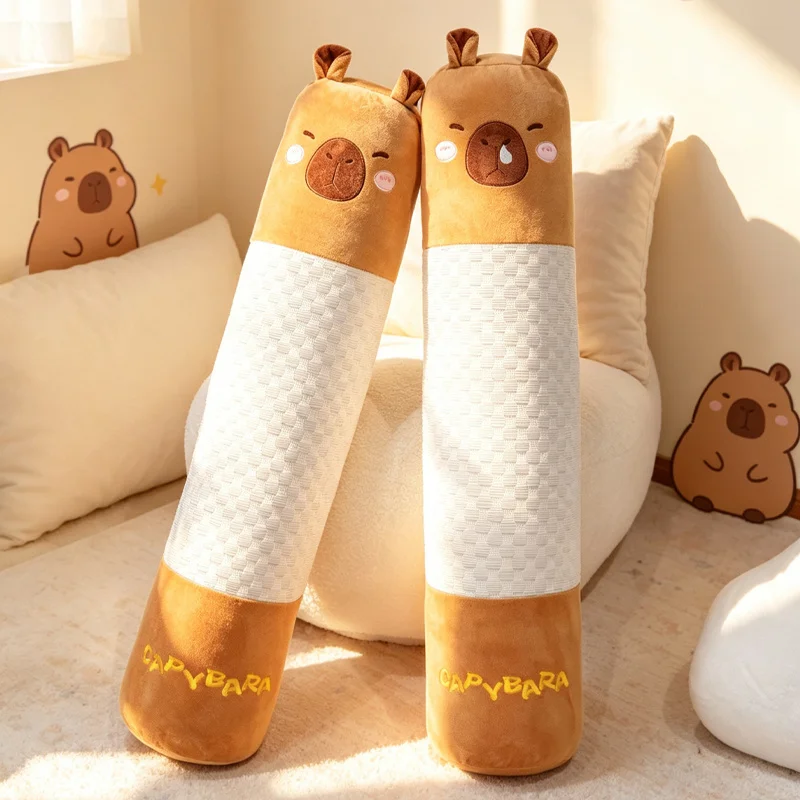 Capybara Ice Silk Bean Velvet Pillow Long Pillow Stuffed Animal Cute Capybara Sleeping Hugging Pillows Home Decors For Gifts