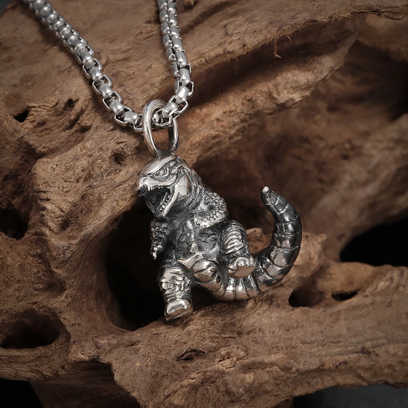 Personalized Cute Dinosaur Beast Animal Pendant Necklace Retro Punk Trendy Jewelry Boy Gift