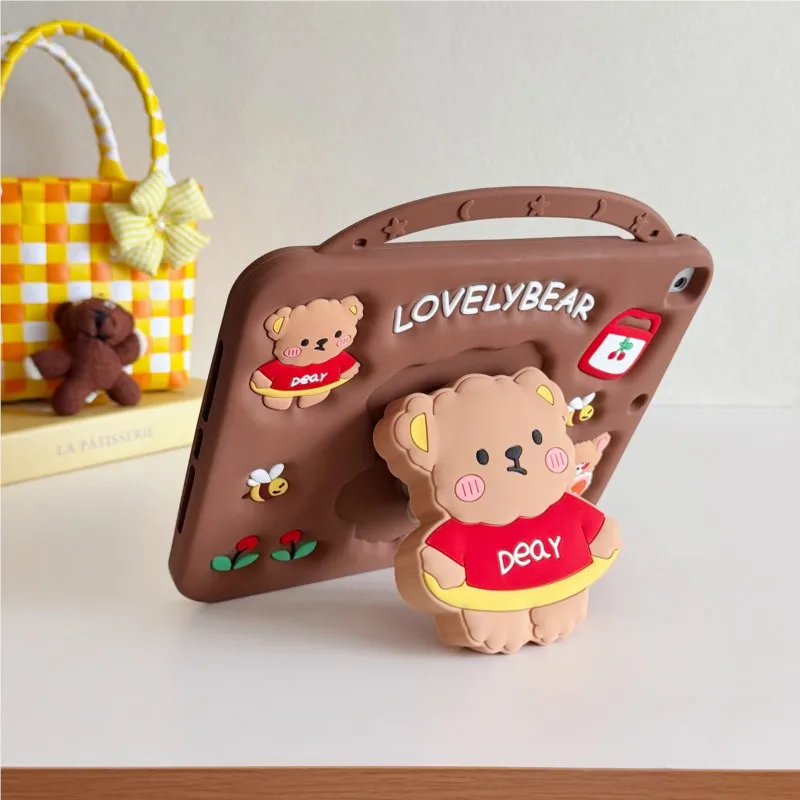 Kawaii 3D Cartoon Bear Silicone Shockproof Tablet Case For Redmi pad SE 11inch Redmi pad 2 11inch Kids Protective Cover