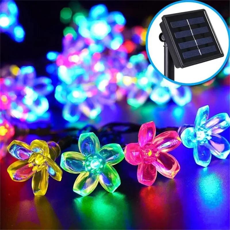 Solar String Lights Flower Waterproof String Fairy 50 LED Christmas Tree Light Party Wedding New Year Decoration Garland