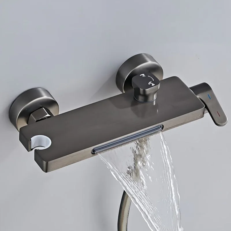 Wall Mounted Bathtub Faucet Handheld Shower Head Bathroom Tub Filler Waterfall Spout Hot and Cold Mixer Tap Creamy White/Grey