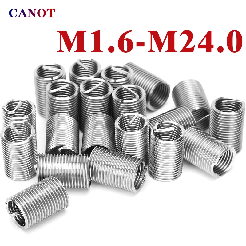 M1.6 M2 M2.5 M3 M3.5~M24 Stainless Steel Helical Thread Inserts Screw Bushing Coiled Wire Sleeve Fastening Set Thread Repair Kit