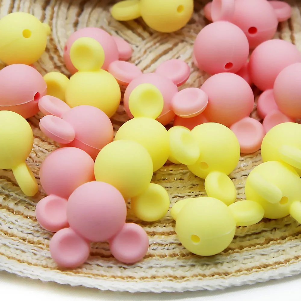 10pcs/lot Mouse Teething Silicone Beads Food Grade Chewables for Necklaces DIY Pacifier Chain Toys Variety of Baby Goods Bracele