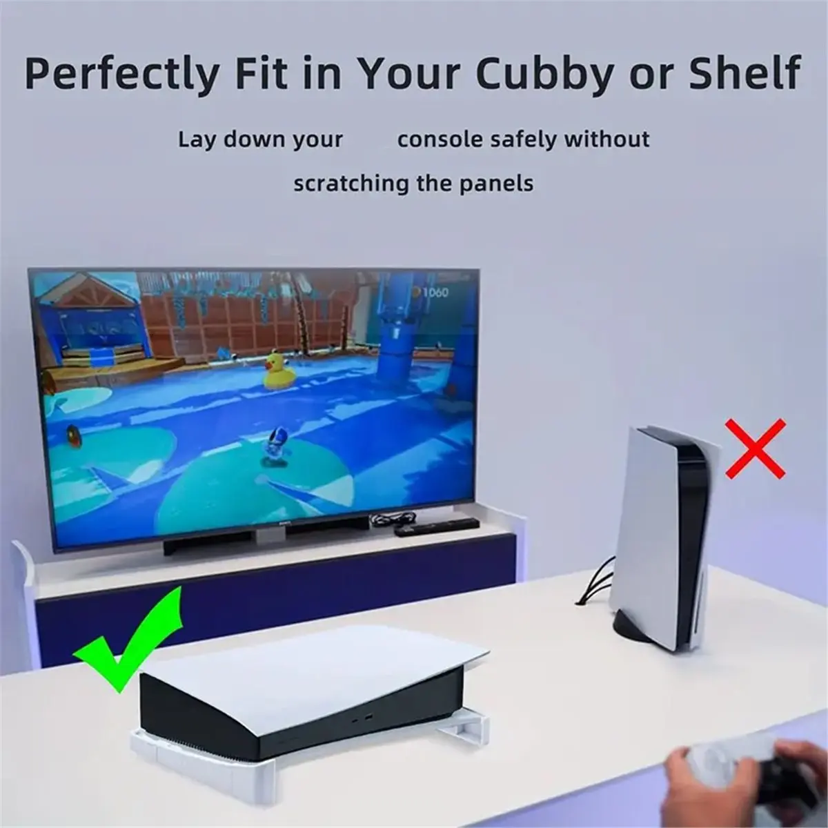 (DT37) Horizontal Stand for PS5, Base Stand Accessories for Playstation 5 Disc & Digital Editions