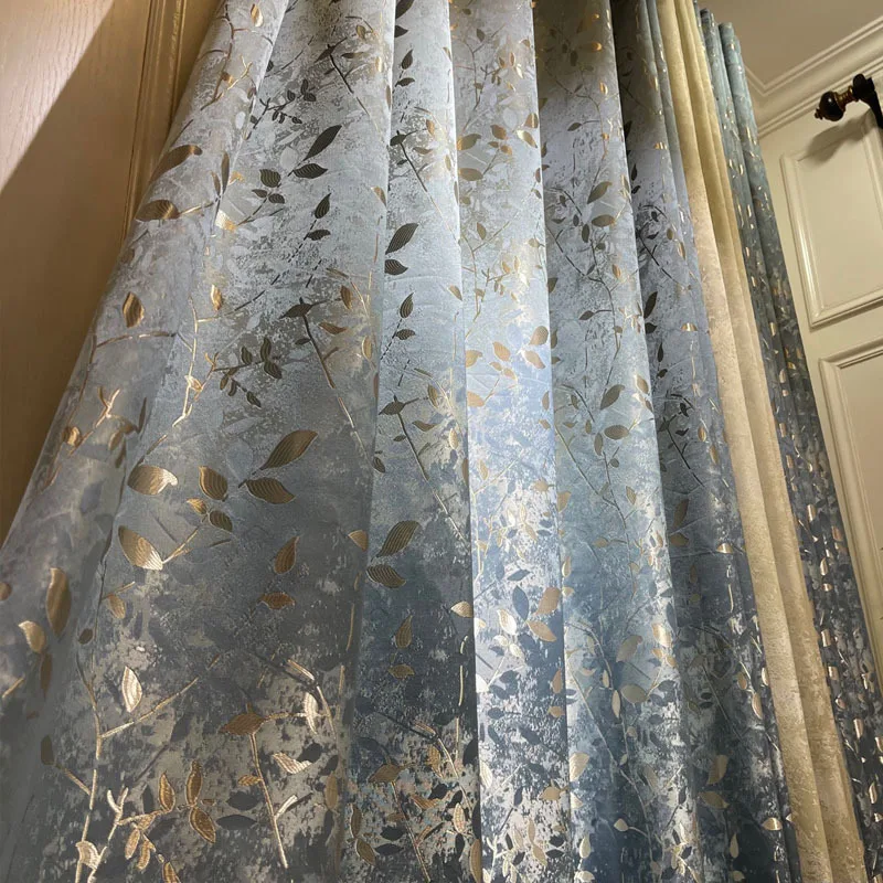 

New Leaf Jacquard Blackout Curtain Nordic Light Luxury High Quality Curtains for Living Room Bedroom Imitation Silk Fabric Decor