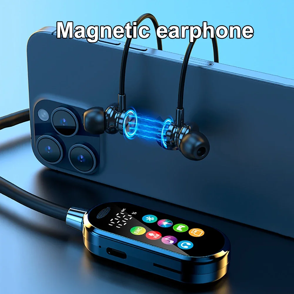 Auriculares Bluetooth 5.4 con Banda para el Cuello, Pantalla a Color, Inalámbricos, con Reducción de Ruido, Auriculares Intrauditivos, Monitor de Auriculares