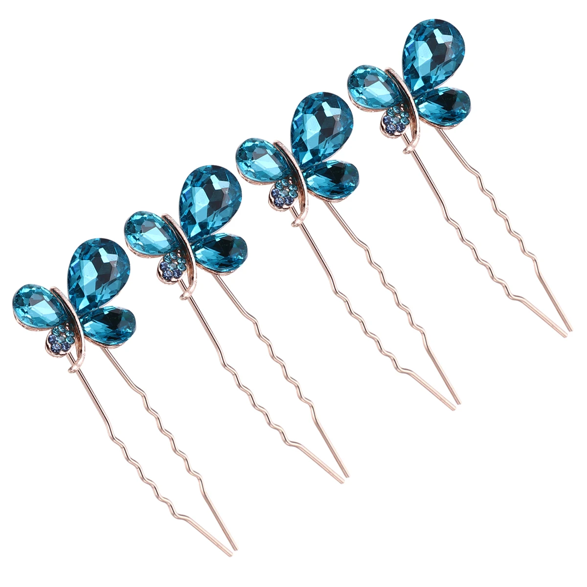 

4pcs U-Shaped Crystal Rhinestone Hair Pins Hair Sticks For Wedding Party Updo Styling Pink Bridal Hairpin