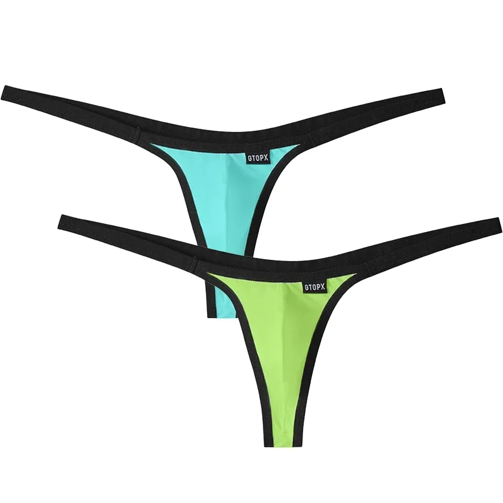 1pc Sexy Men\'s Briefs T-back Thongs G-strings Breathable Bulge Pouch Bikini Low Waist Man Panties Underwear