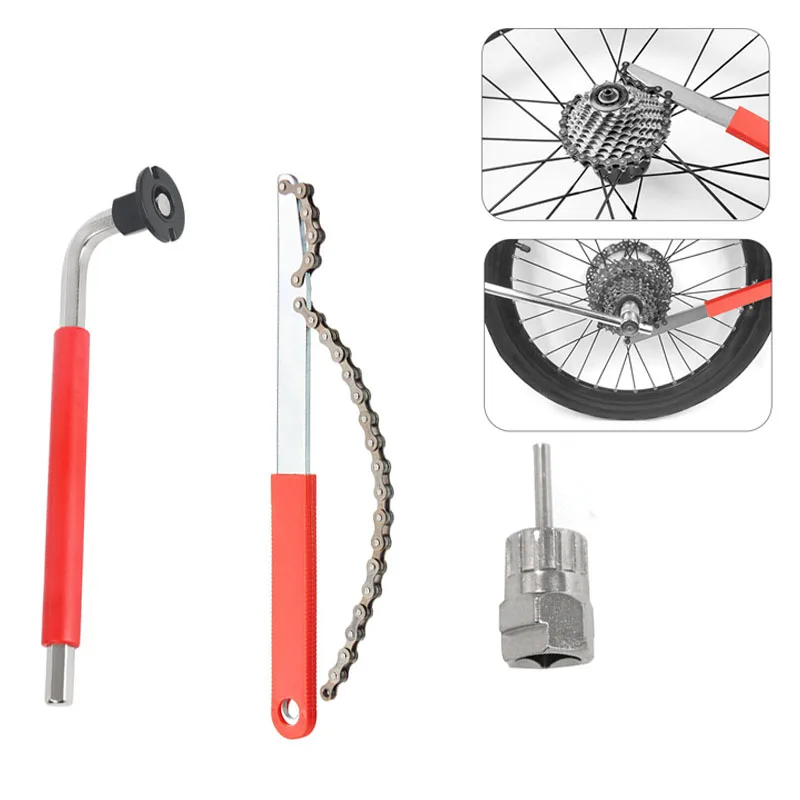 

Bicycle Flywheel Removal Repair Tools Kit With Cassette Wrench 12 Teeth MTB Cassette Sprocket Removal Wrench Bike Portable