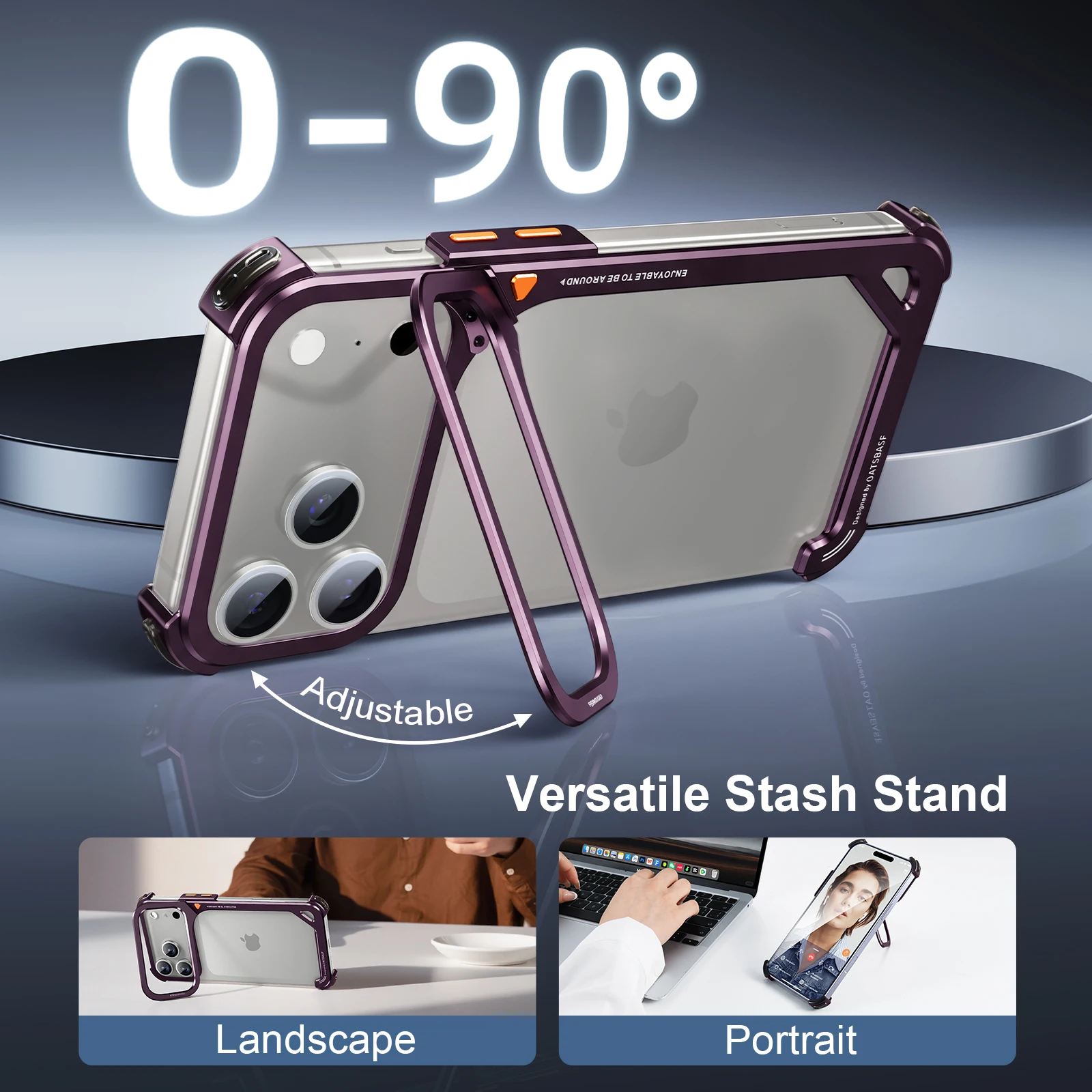 Oatsbasf 9‑Shape Bumper Case for iPhone 18 Pro Max / 17 Pro Max, Phone Cover with Camera Kickstand, Air‑Cushion Shock‑Absorbing