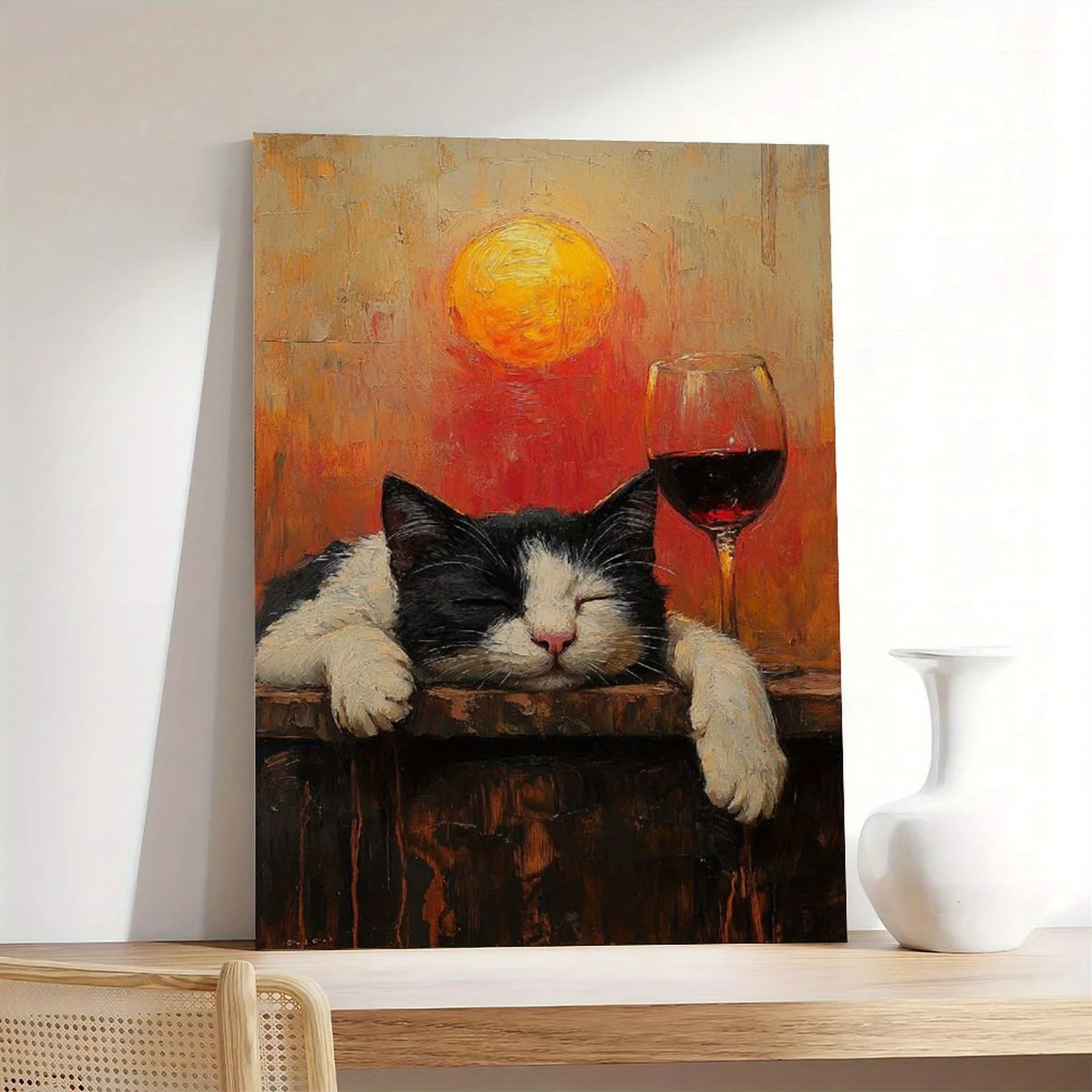 1pc Stunning Wall Print of Drinking Kitten for Bathroom Kitchen Living Room Bedroom for All Seasons Decoration