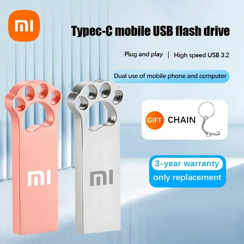 Xiaomi 2TB USB Flash Drive 2 In 1 High Speed Pendrive 128GB 256G 512G 1T USB 3.0 Pen Drive Type-c Waterproof Memoria USB Stick