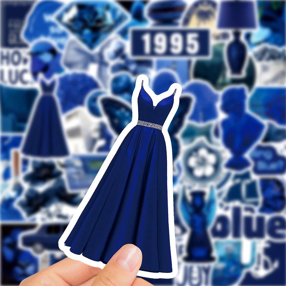 

10/30/50pcs Vintage INS Blue Art Cartoon Stickers Aesthetic Graffiti Decals Toys DIY Scrapbook Phone Suitcase Cool Vinyl Sticker