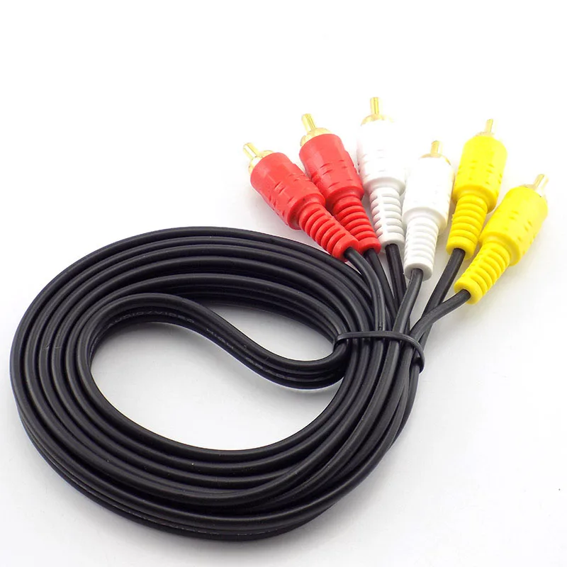 Złącze 3 RCA męskie na 3 RCA męskie Wtyczka Muzyka Audio Video AV Kabel 3X RCA Retail Cord do głośników TV Sound 1.5M H10