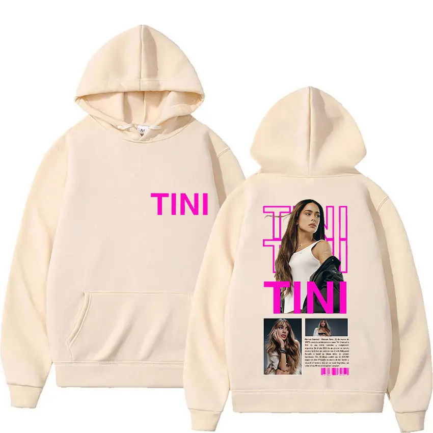 المغني TINI Fectura Tour 2025 Merch هوديي الرجال النساء خمر كنزة بمقاس كبير البلوز عادية عالية الجودة كم طويل هودي