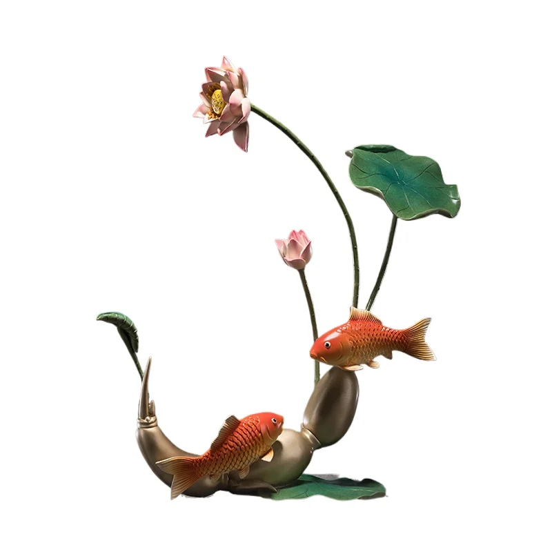 

"Lotus Lotus Qingyun" living room desktop lotus copper ornament