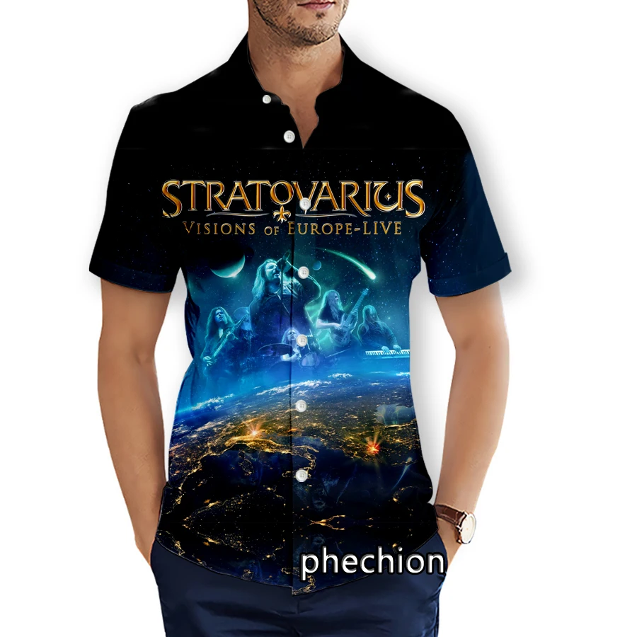 Summer Hawaiian Mens Short Sleeve Beach Shirts Stratovarius Band 3D Printed Casual Shirts Fashion Streetwear Men Tops X07