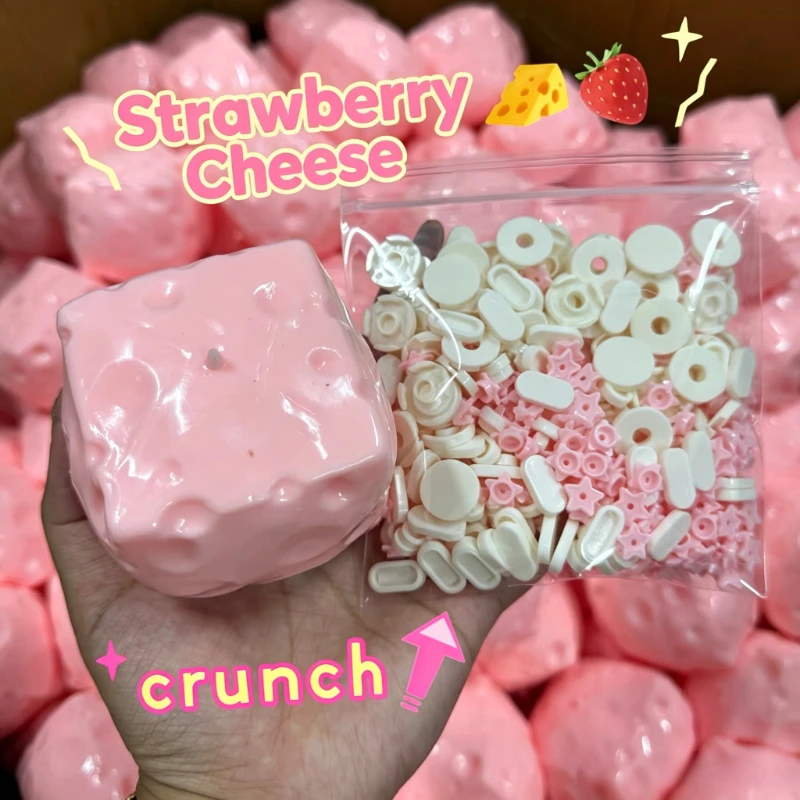 Crunchy Blue Pink Cheese Cube Stress Ball Big Cheese Shapeable Squeeze Ball