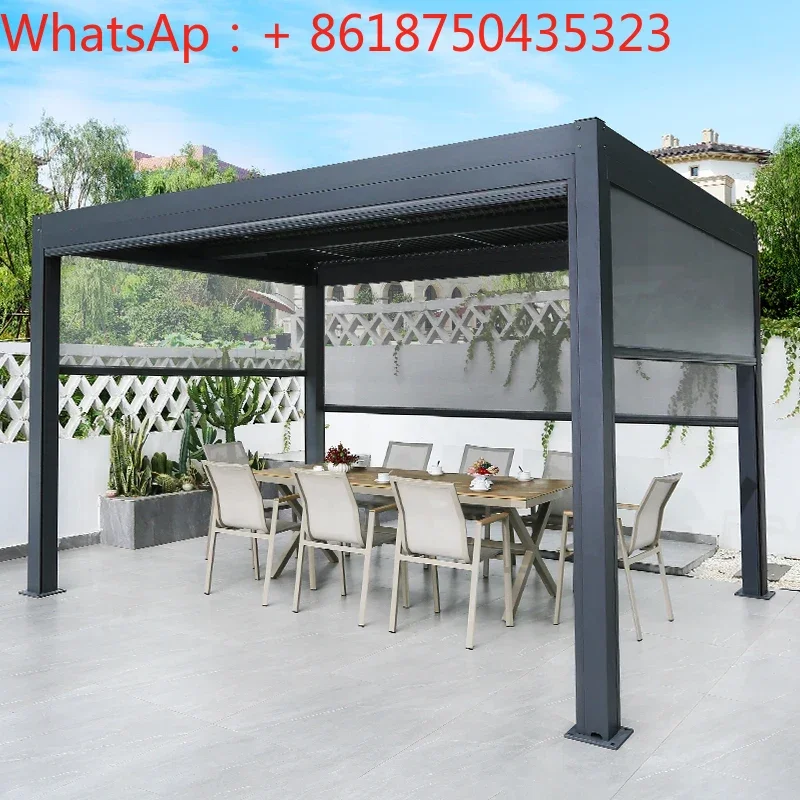 

Outdoor pavilion courtyard sunshade garden courtyard villa terrace smoking room aluminum alloy electric shutter pavilion