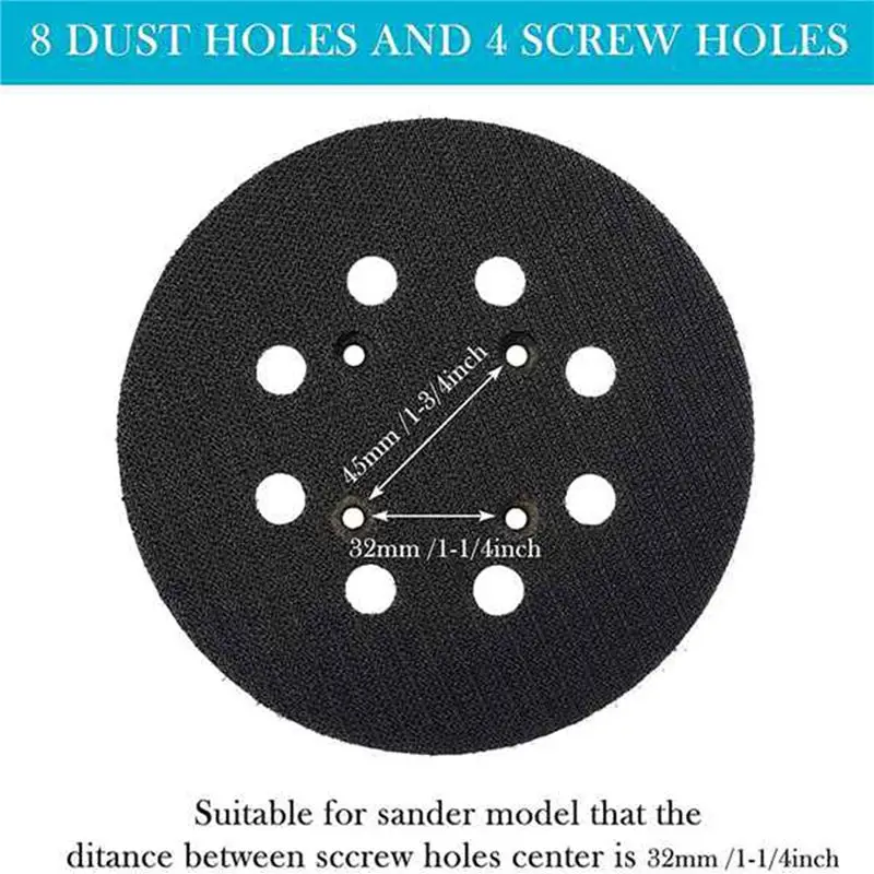KYCOR-3X 5 Inch 8 Holes 125Mm Hook Loop Sanding Backing Pad For Orbital Sander Disk Discs Cable Backup Stick On Pad