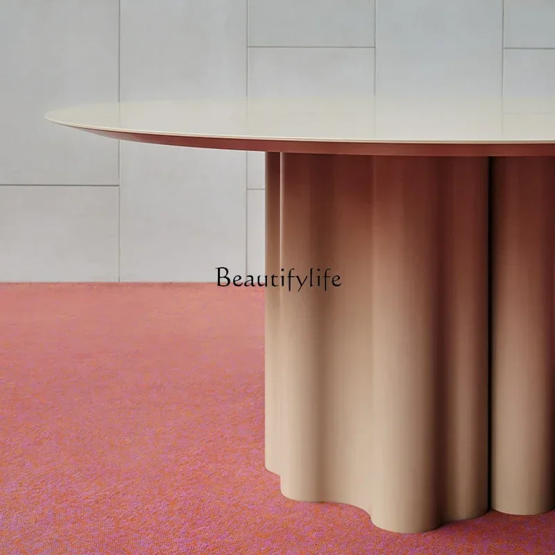 نمط جديد كريم الرياح الصخور بلاطة طاولة مستديرة صغيرة عادية ضوء فاخر طاولة المفاوضات المستديرة ss 8617 #5