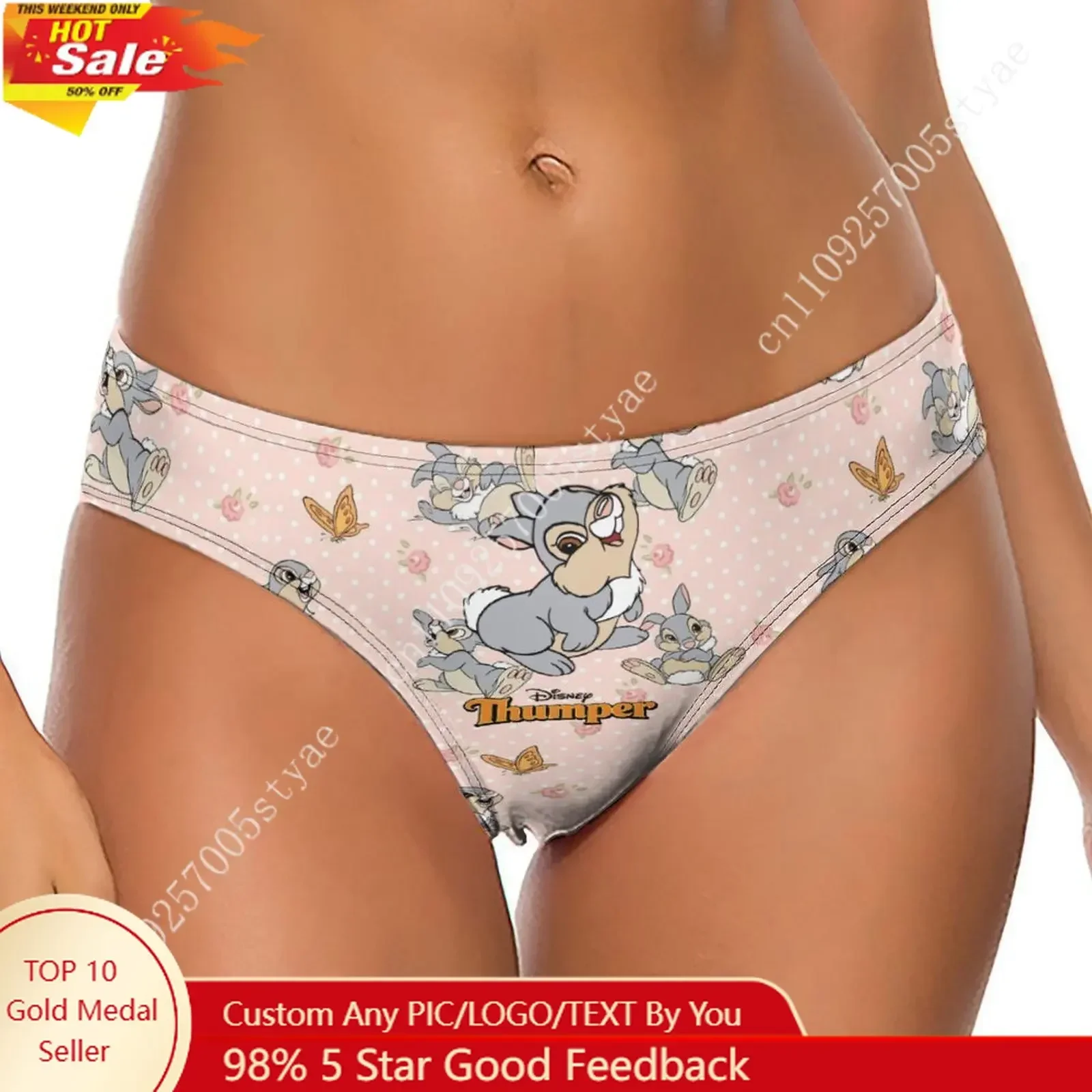 

Thumper Underpants Disney Cartoon Custom Soft Women Underwear Pure Cotton Comfortable Briefs Design Your Photo Text Logo Thong