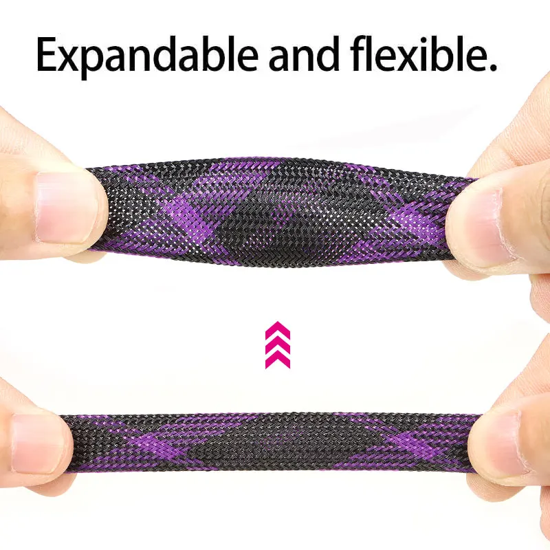 1-50M Expandable Braided Cable Sleeve 2mm-16mm High Density PET Tight Insulated Office Line Organizer Wire Protector Sleeving