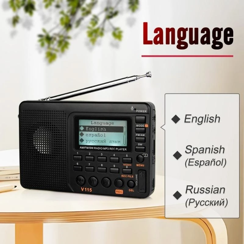 V115 Pocket Radio Radio Worldwide استقبال بنيت في مكبر الصوت راديو محمول للسفر