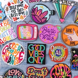 Cartoon/Letter Patch Embroidery Patch DIY Iron On Patches for Clothing Rainbow Letter Embroidered Patches On Clothes Sew Sticker