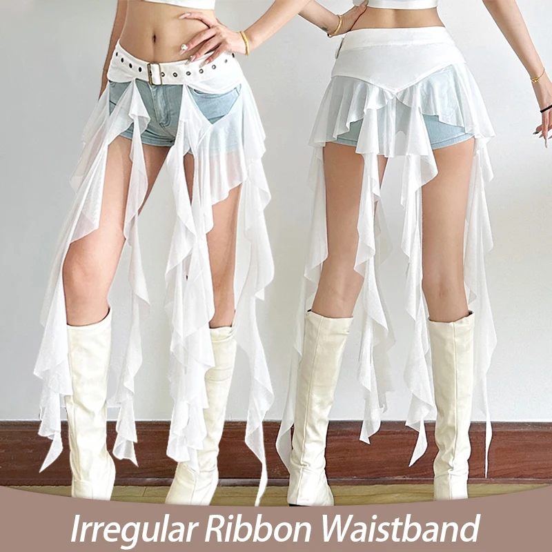 Ins Style Irregular Versatile Ribbon Waistband Flowing Streamer Waist Seal Adjustable Corset Belt Women Girls Jeans Dress Decor