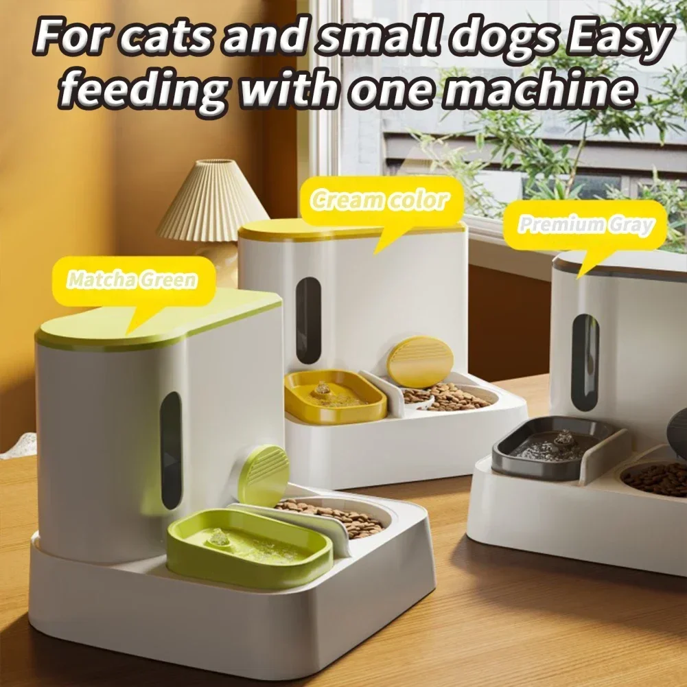 Cat Feeder Water Dispenser Set, 2 In 1 Automatic Feeder 2.8L Pet Food Feeder 1000ML Water Dispenser, Food Water Bowls Set