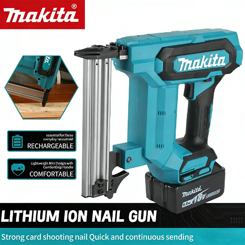 

Makita Lithium-Ion Nail Gun:18V, 6.0Ah Battery, 100-Nail Capacity, Cordless, Ideal for Flooring, Shelving & DIY Wood Projects
